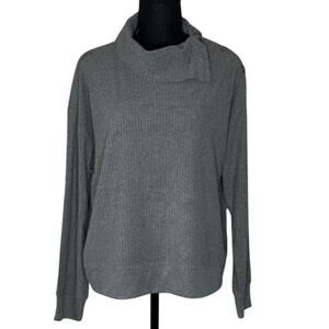 Jane + Delancey Gray Ribbed Button Shoulder Sweater Women’s Size Large